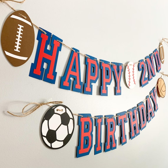 sports birthday decorations, all star sports, multi sport birthday, football baseball soccer basketball birthday decorations Il_570xn