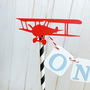 biplane vintage first birthday cake topper bunting