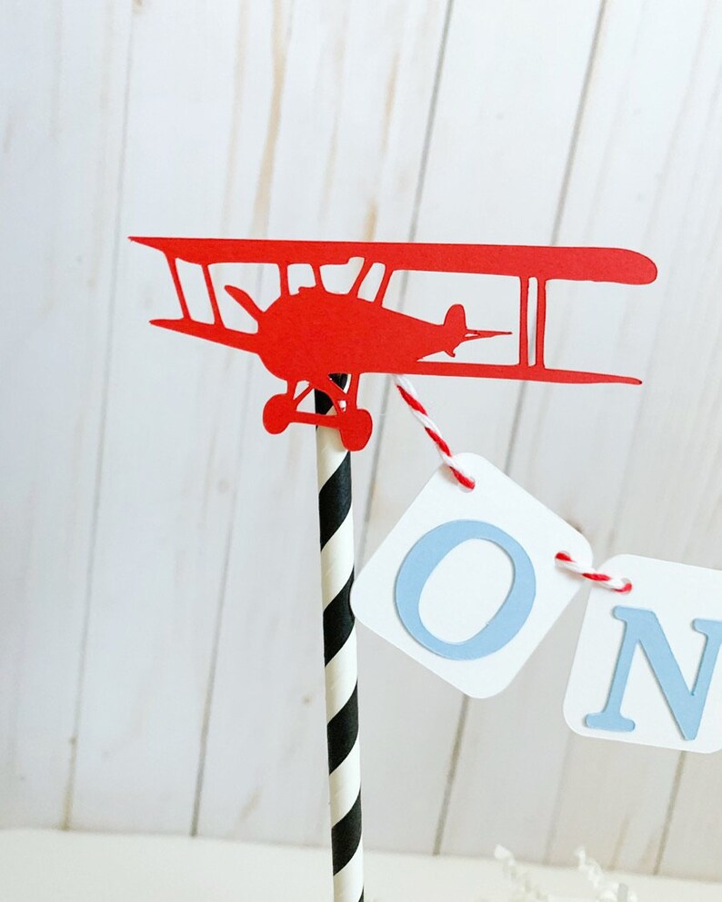 biplane vintage first birthday cake topper bunting