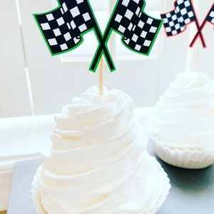 Checkered Flag Cupcake Toppers, Monster Trucks Party, Racing Party ...