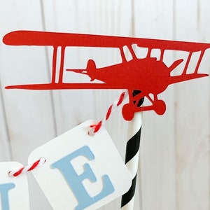biplane vintage first birthday cake topper bunting
