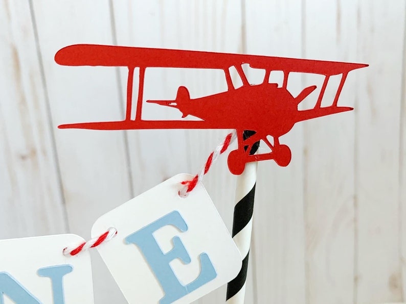 biplane vintage first birthday cake topper bunting