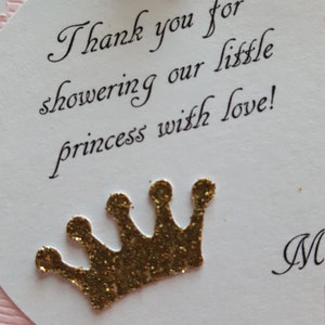 pink and gold glitter baby shower favor tags princess party tags pink and gold baby shower princess baby shower thank you tags image 5