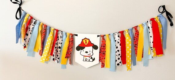 firetruck birthday, firetruck happy birthday banner, firetruck baby shower, firetruck cake smash banner, first responders, fire and rescue Il_570xn