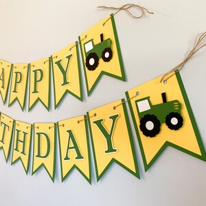 tractor birthday banner, barnyard birthday decorations, farm birthday, eieio baby shower, green tractor custom handmade personalized