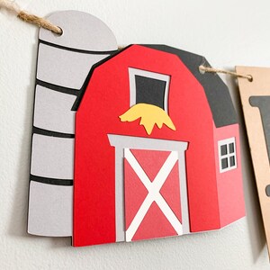 red tractor birthday decorations, red tractor barnyard birthday decorations, tractor barn birthday banner, old macdonald birthday decoration image 4