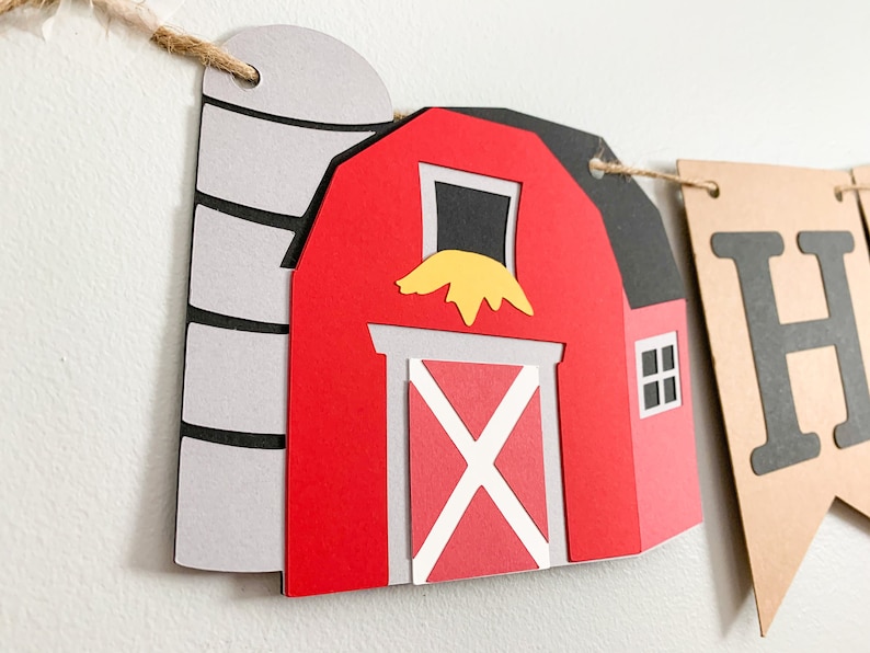 red tractor birthday decorations, red tractor barnyard birthday decorations, tractor barn birthday banner, old macdonald birthday decoration image 4