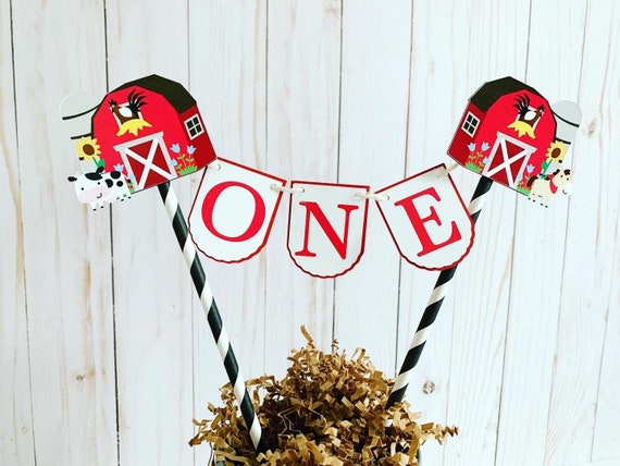 barnyard birthday decorations, barnyard cake topper, old macdonald had a farm, eieio, barn animals baby shower cake topper, farm animals Il_570xn