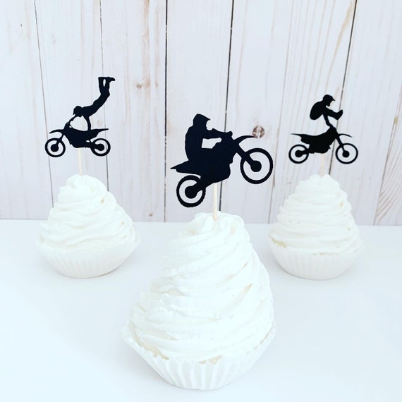 Dirt bike cupcake toppers, dirt bike birthday decorations, motocross birthday decorations, supercross, braap, dirt bike tricks, motocross Il_570xn