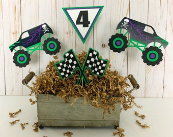 Monster Truck Grave Digger Birthday Decorations, Grave Digger Monster Jam Truck Party Table Centerpieces, Monster Jam Birthday Party