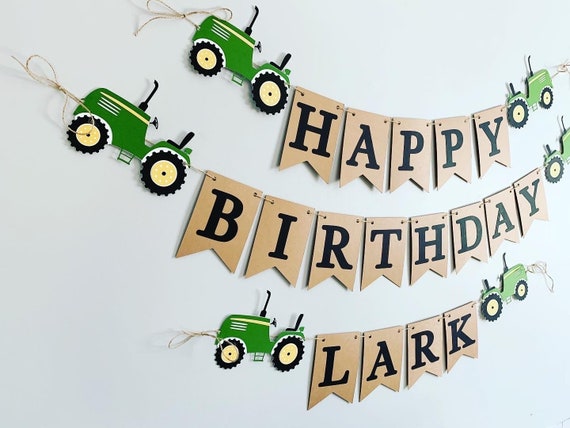 green tractor birthday decorations, green tractor birthday banner, tractor birthday decorations, tractor barnyard birthday, eieio birthday Il_570xn