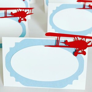 airplane time flies customizable table tent food labels party decorations