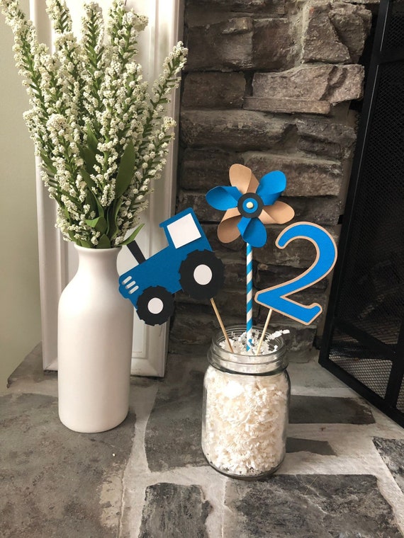 tractor birthday party decorations*tractor birthday*tractor party*blue tractor decorations*farm party decorations*tractor centerpieces Il_570xn