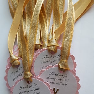 pink and gold glitter baby shower favor tags princess party tags pink and gold baby shower princess baby shower thank you tags image 3