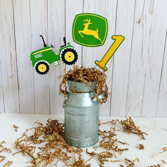 green tractor birthday decorations, tractor birthday decorations, tractor barnyard birthday, tractor birthday party, tractor centerpieces Il_570xn