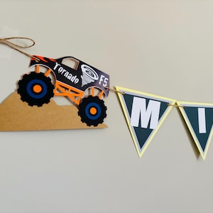 Monster Truck Birthday Decorations, Monster Truck Name Banner, Monster Jam Birthday, Grave Digger, El Toro Loco, Dragon, Megalodon, Tornado