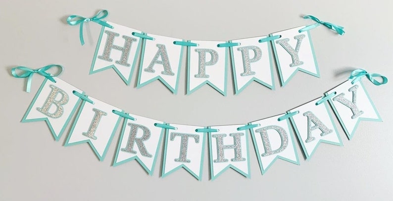 Name and Co Birthday Decorations, Silver Glitter First Birthday, Robin's Egg and Silver Birthday Decorations, Silver Glitter Birthday HB only