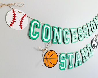all star sports concession stand banner football baseball basketball soccer, multi sport birthday, custom sports banner, team sports banner