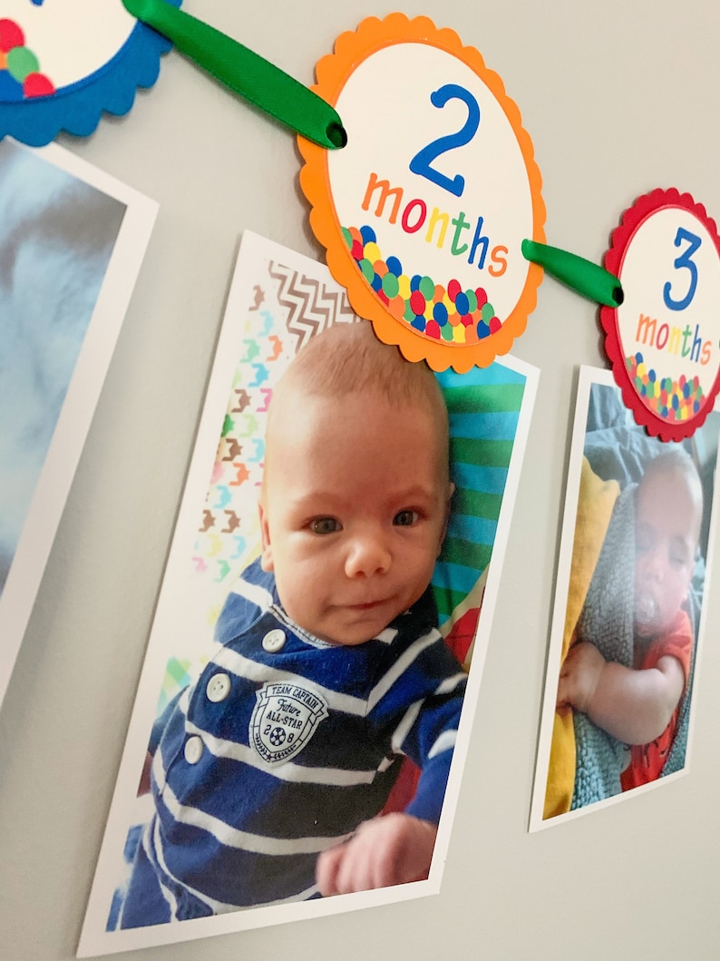 lets have a ball first birthday monthly photo banner featuring a ball pit