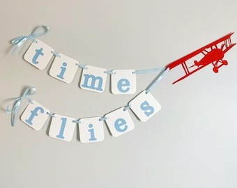 time flies first birthday, time flies banner, biplane birthday decorations, vintage airplane birthday decorations time flies cake smash