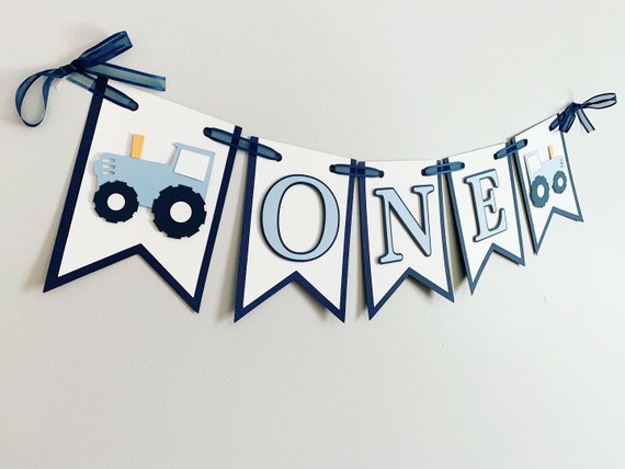 blue tractor birthday decorations, blue tractor age banner, blue tractor baby shower, tractor birthday decorations, tractor cake smash Il_570xn
