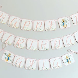 Pink Peter Rabbit Birthday Decorations, Girl Peter Rabbit Baby Shower Decorations, Peter Rabbit Birthday Banner, Easter Birthday, Baby Girl image 6