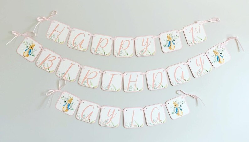 Pink Peter Rabbit Birthday Decorations, Girl Peter Rabbit Baby Shower Decorations, Peter Rabbit Birthday Banner, Easter Birthday, Baby Girl image 6