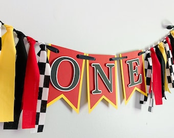 red yellow racing birthday party, race car birthday party, checkered flag birthday banner, cake smash, ferrari, fast one, two fast