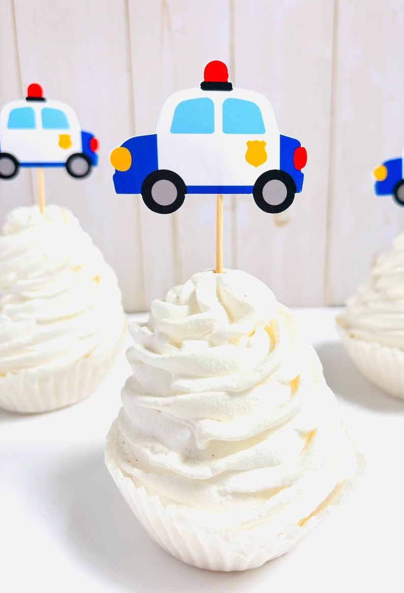 police car cupcake toppers
