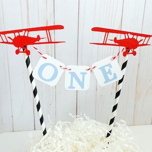 biplane vintage first birthday cake topper bunting