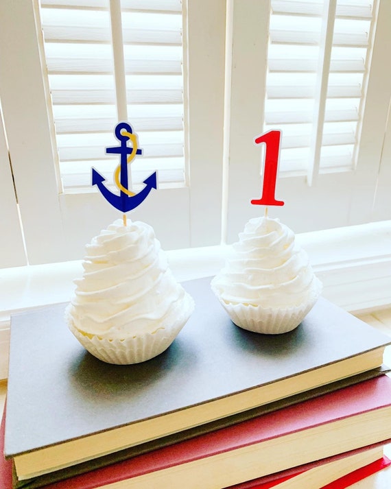 Nautical Birthday Party Decor, Nautical First Birthday Cupcake