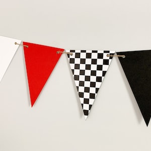 Checkered Flag Racing Pennant Banner, Race Car Birthday Decor, Motocross Decorations, Fast One, Two Fast, Winner's Circle, Racing Bedroom