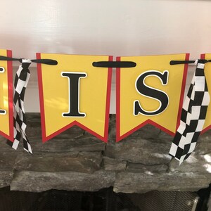 YUANY Race Car High Chair Banner - 1st Birthday Decoration, Black White Red, 8x9 Inch, Boys Party Decor