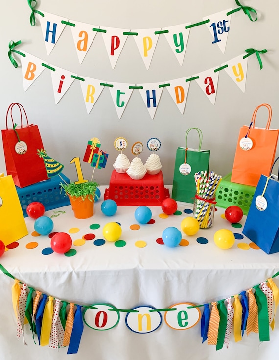 Let's Have a Ball Birthday Party Decorations*Primary Colors Birthday*Colorful Birthday Party*Rainbow Birthday Decorations*birthday banner Il_570xn