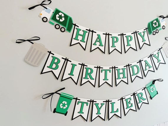 garbage truck birthday, recycling truck birthday, garbage recycling truck birthday, garbage truck decorations, birthday decorations Il_570xn