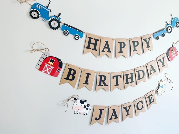 tractor birthday decorations, barnyard birthday decorations, tractor with trailer, tractor baby shower, barnyard baby shower, eieio Il_570xn