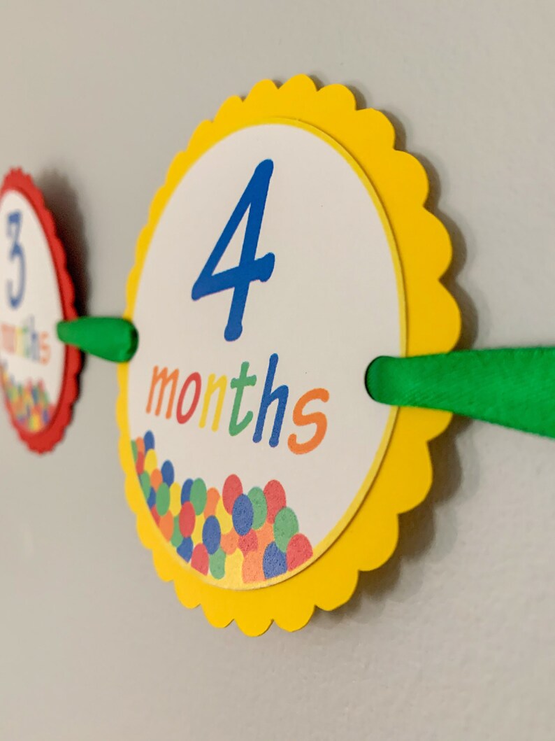 lets have a ball first birthday monthly photo banner featuring a ball pit