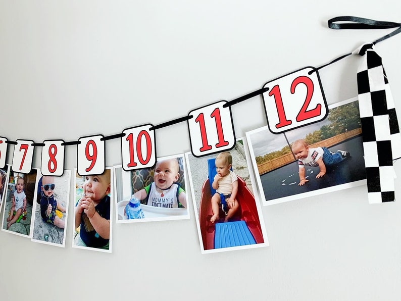 racing first birthday photo banner