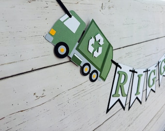 garbage truck birthday, recycling truck party, garbage truck decorations, crushin it, trash bash, personalized trash truck birthday decor