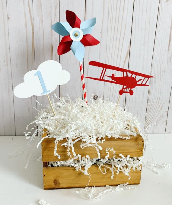 time flies first birthday decorations, biplane birthday decorations, airplane birthday decorations, airplane cake topper, vintage airplane Il_570xn