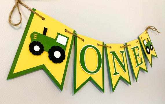 Tractor birthday decorations*tractor first birthday*farm birthday*barnyard animal birthday*green tractor birthday*tractor high chair banner Il_570xn