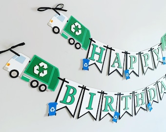 garbage truck birthday, recycling truck birthday, garbage recycling truck birthday, garbage truck decorations, birthday decorations