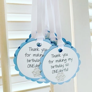 winter ONEderland decorations boy*blue and silver party favor tags*winter ONEderland birthday decorations*snowflake birthday decorations