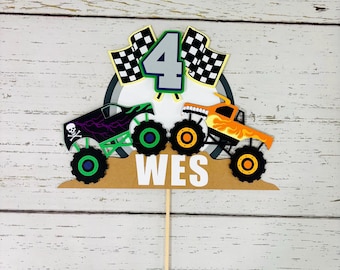 Monster Jam Truck Cake Topper, Monster Truck Birthday Decor, Monster Jam Birthday Party, Grave Digger, El Toro Loco, Megalodon, Personalized