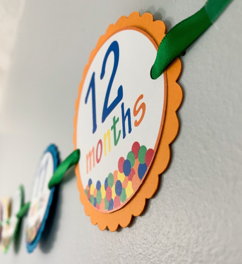 lets have a ball first birthday monthly photo banner featuring a ball pit