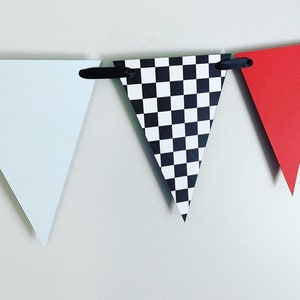 racing birthday decorations, race car birthday decor, formula 1 birthday decor, fast one banner, checkered flag pennant banner, two fast image 1
