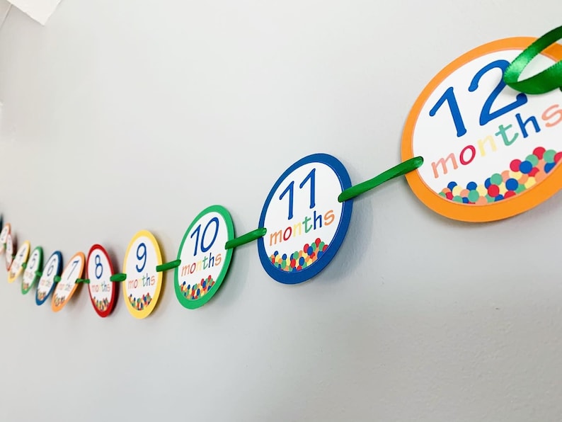 Let's have a ball first birthday milestones photo banner