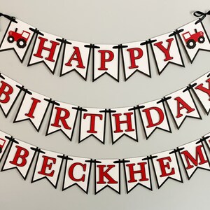 red tractor happy birthday banner