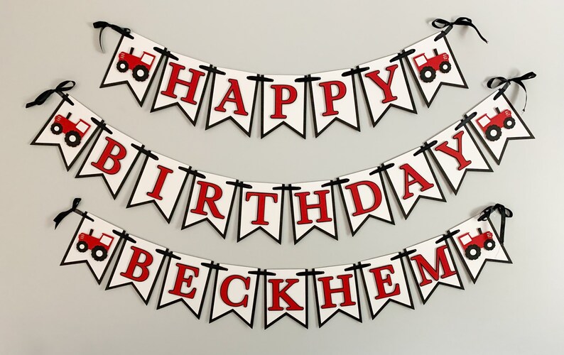red tractor happy birthday banner
