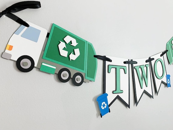 garbage truck birthday, recycling truck birthday, garbage recycling truck birthday, garbage truck decorations, birthday decorations Il_570xn